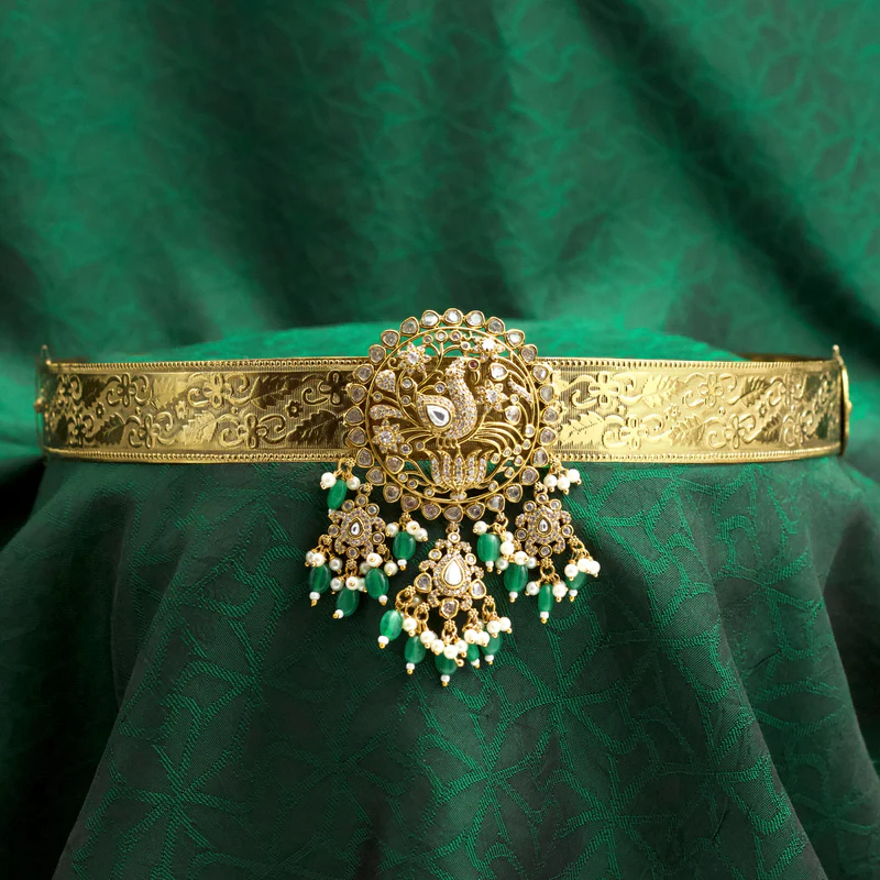 Victorian AD Peacock Pendant Bridal Hipbelt